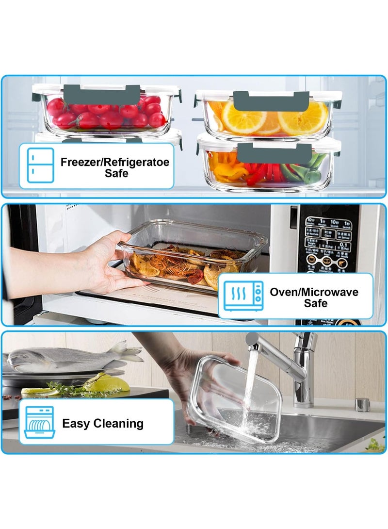 Happy Home Rectangular Glass Food Container 2000ml  with 4-Lock Lid and Silicone Seals, Rectangular Steam Vent, Leak-Proof, Microwave, Oven, Freezer & Dishwasher Safe, Stackable, Perfect for Meal Prep and Food Storage - Image 4